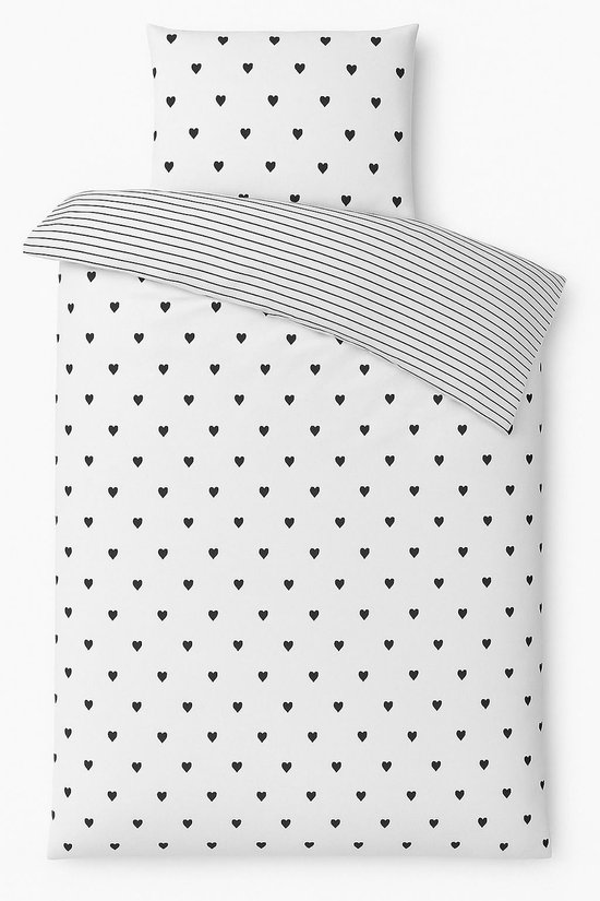 Vtwonen - Striped Love dekbedovertrek - Eenpersoons - 140x200/220cm - Wit van Merkloos