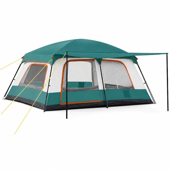 Vurnomi Familietent 6 personen - Luifel - Scheidingswand - Voortent - Opbergtas - Ventilatie- - Waterafstotend - 180 CM- Groen