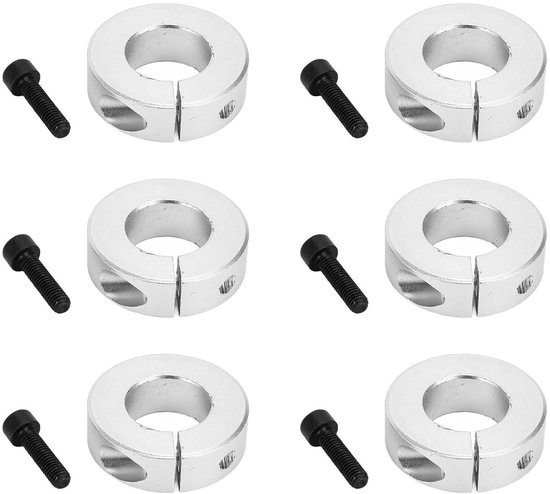 VVGoods - Set van 6 gedeelde stelringen 20 mm binnendiameter aluminiumlegering diepteaanslagringen golfmanchet steekwagens banden bolderkar van Merkloos