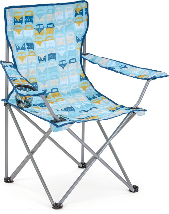 VW T1 Bus & Kever Opvouwbare Campingstoel - Lichtblauw met Kleurrijk Design - Inclusief Draagtas - Belastbaar tot 100 kg van $
