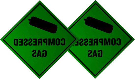 Waarschuwingssticker Gas - Veiligheidsbord Cilinder - Veiligheid Aangeven - Weerbestendig Vinyl - 10 x 10 cm - Groen Zwart