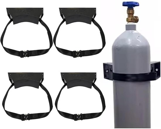 Wagen voor Gasflessen - Cilinderhouder Trolley - Veilig Opslaan - Verstelbare Gesp - 8-40 Liter - Zwart