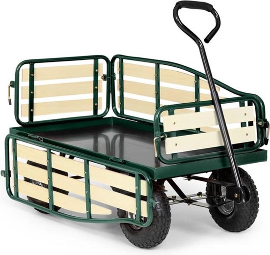 Waldbeck Ventura - Handkar , Handkar , Opvouwbare zijpanelen , Weerbestendig , 300 kg draagvermogen , Transport van zware ladingen , Stevig frame , Grote laadruimte , Donkergroen van Merkloos
