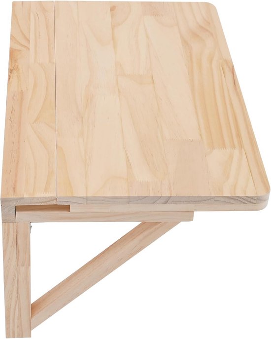 Wall Folding Table Wall Mounted Pine Folding Table 60 x 40 cm Foldable and Space Saving Table for Home Office, Kitchen, Balcony, Includes Mounting Accessories (60 x 40 cm)