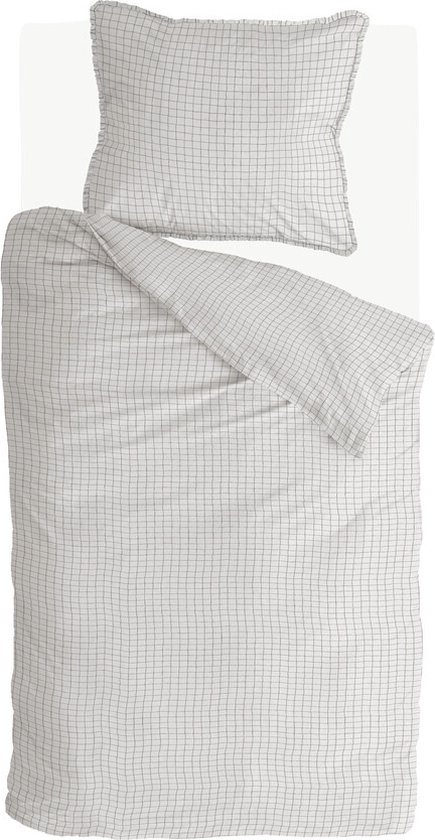 Walra Dekbedovertrek Crossed Lines - 140x220 - 100% Katoen (BCI) - Beige van Walra