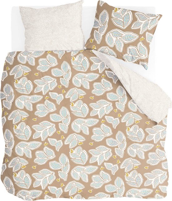 Walra Dekbedovertrek Lovely Leaves - 240x220 - 100% Katoen (BCI) - Bruin / Beige van Merkloos