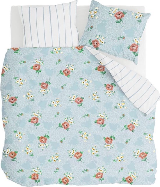 Walra Dekbedovertrek Red Roses - 200x220 - 100% Katoen (BCI) - Blauw van Merkloos