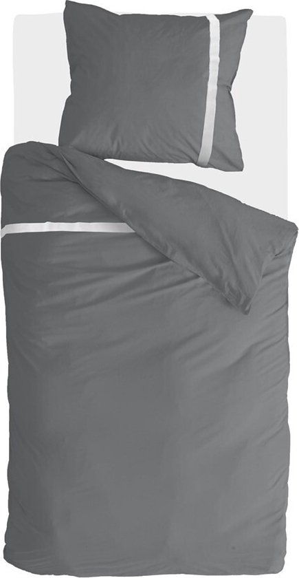 Walra Dekbedovertrek Timeless Chic - 140x220 - 100% Katoen (BCI) - Antraciet van Merkloos