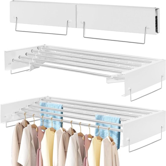 Wand Droogrek - Opklapbaar Rek - Kleding Drogen - Ruimtebesparend Ontwerp - 80 cm Breed - Wit