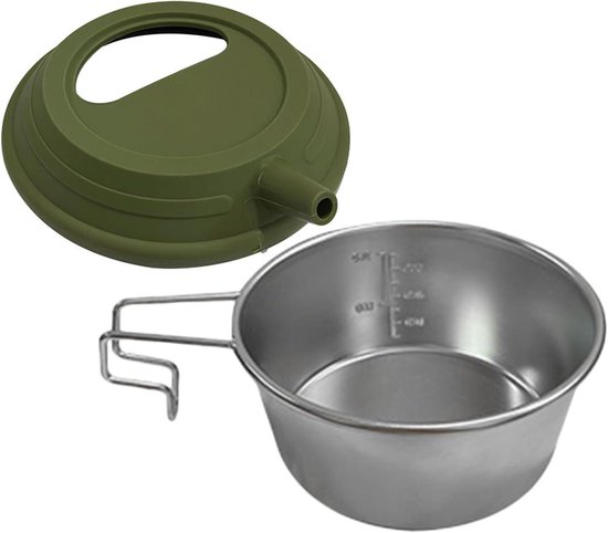 Wandelreis Koffiebeker - Camping Thermosbeker - Outdoor Reizen - Opvouwbaar Handvat - 450 ml - Roestvrijstaal