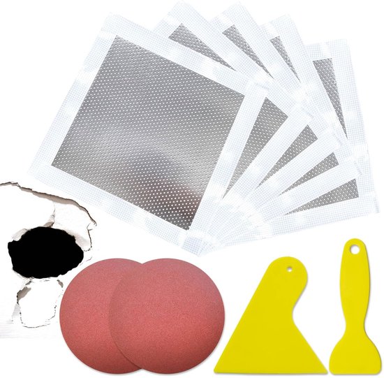 Wandreparatie Set - Gaten Vullen - Muren Herstellen - Zelfklevend Aluminium - 10x10cm 5 Stuks - Wit van Merkloos