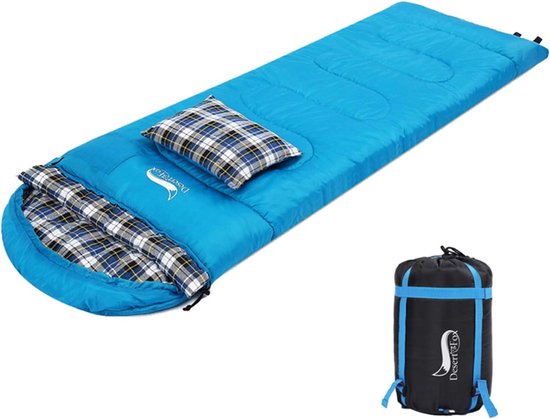 Warm Flanellen Slaapzak met Kussen voor Kamperen en Backpacken