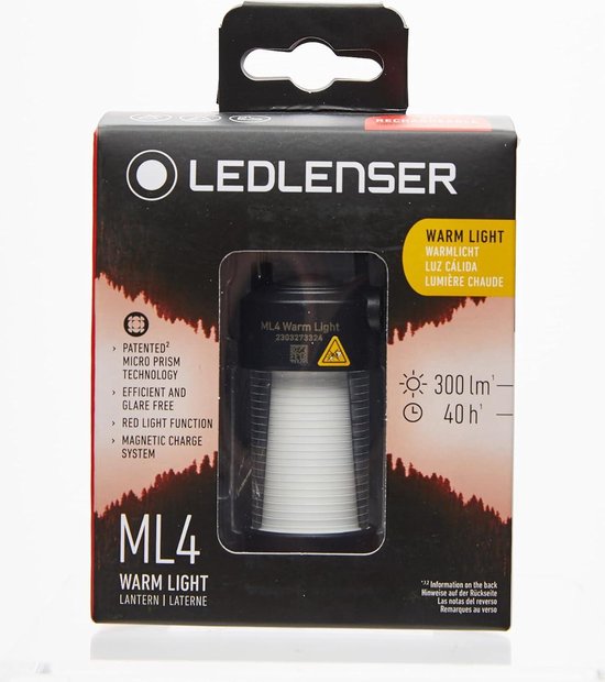Warm Light LED-lantaarn oplaadbaar 14500 batterij - 300 lumen - verblindingsvrij - max. 40 uur - roodlicht - karabijnhaak
