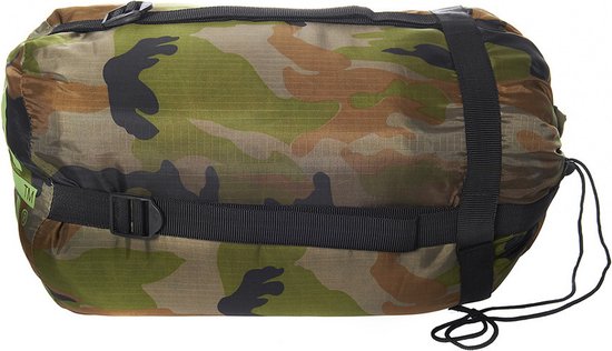 Warme 1 persoons mummie slaapzak met camouflage/leger print 230 x 80 cm - Kamperen en outdoor artikelen - Mummieslaapzakken van De Gardiun.