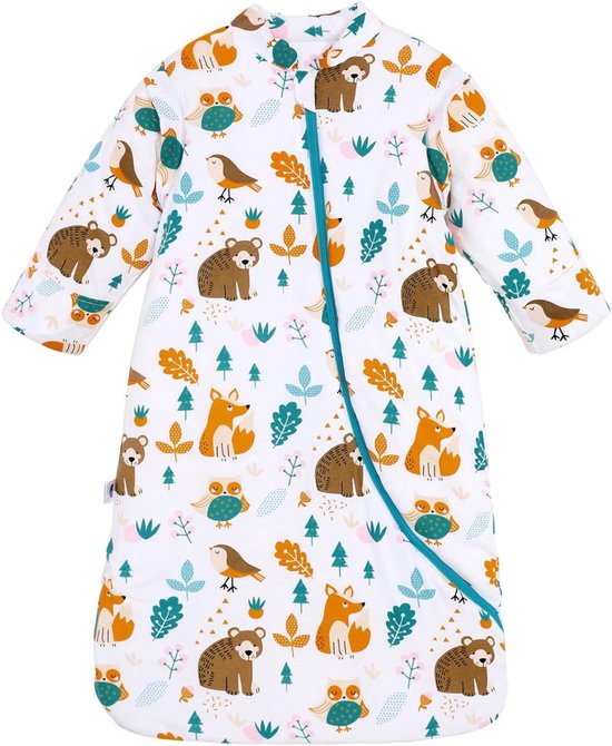 Warme babyslaapzak met afneembare mouwen - winterslaapzak - L (90-105 cm) - bosdieren van Merkloos