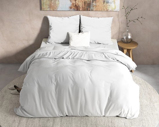 Warme flanel dekbedovertrek uni wit - 240x200/220 (lits-jumeaux) - heerlijk zacht en comfortabel - luxe uitstraling - donsachtig laagje - ideaal tegen kou - zalig slapen van Byrklund