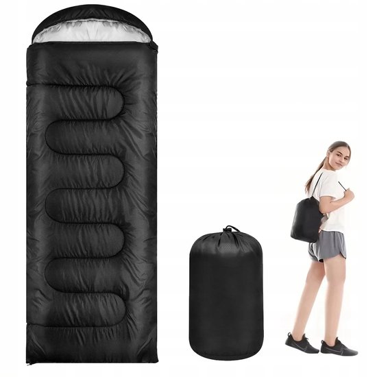 Warme Kampeer Slaapzak - Dekenmodel 210cm - Zwart