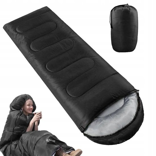 Warme Kampeer Slaapzak met Capuchon - 210x75cm - Inclusief Schoffels