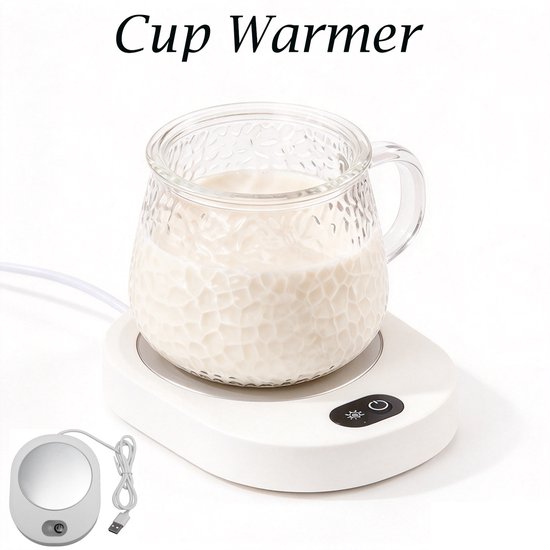 Warme kop, verwarmde ondergrond, constante temperatuurbasis, bureaublad kleine koffiemok warmer voor bureau-bureau kantoor thuis (koffiegeschenken) -50 ℃ constante temperatuur 16W gemakkelijke schoonmaak elektrische verwarmde mok warmer