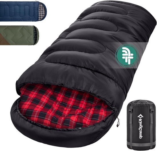 Warme Slaapzak - Winter Decken - Kamperen Buiten - Extra Grote Flanel - 230x90cm - Zwart