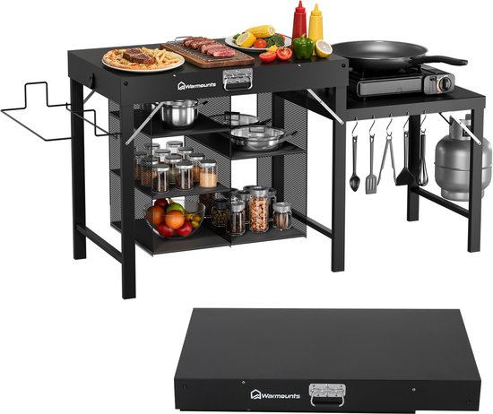 Warmounts GT2 Opvouwbare BBQ & Camping Tafel - Multifunctionele Outdoor Keuken, Grilltafel & Picknickstation