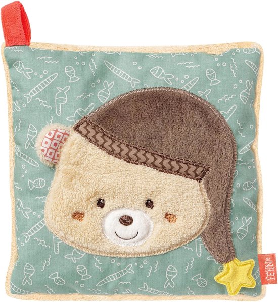 Warmte- en koelkussen met teddyapplicatie voor baby's – veelzijdig en knuffelvriend, 15 x 15 cm, meerkleurig van Laessig