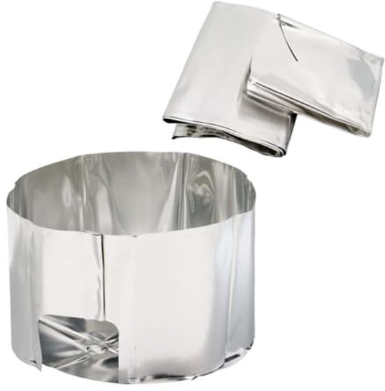 Warmtereflector met windscherm voor koken in de buitenlucht