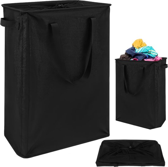 Wasmand Collector - Opvouwbare Mand - Ruimte Besparen - Hoge Smalle Vorm - 20 x 40 x 60cm - Zwart
