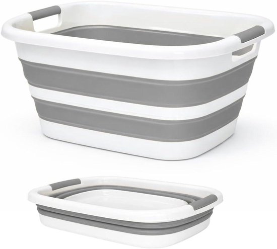 Wasmand Opvouwbaar - Wasbak Bak - Was Sorteren - Stevig Flexibel Materiaal - 26 Liter - Grijs