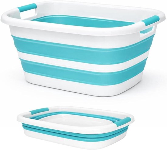 Wasmand Opvouwbaar - Wasbak Flexibel - Wasgoed Transport - Ruimtebesparend Ontwerp - 26 Liter - Turkoois