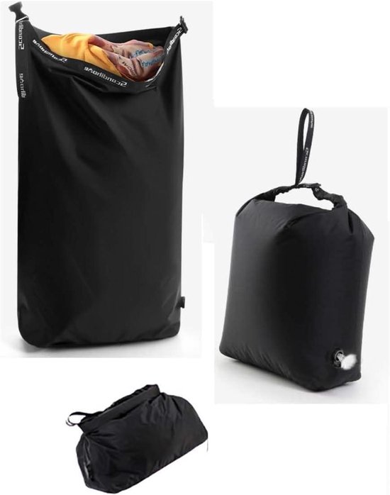 Waszak Compressie - Reistas Vuile Was - Ruimte Besparen - Wegwerp Ventiel - 61 x 43 cm - Zwart