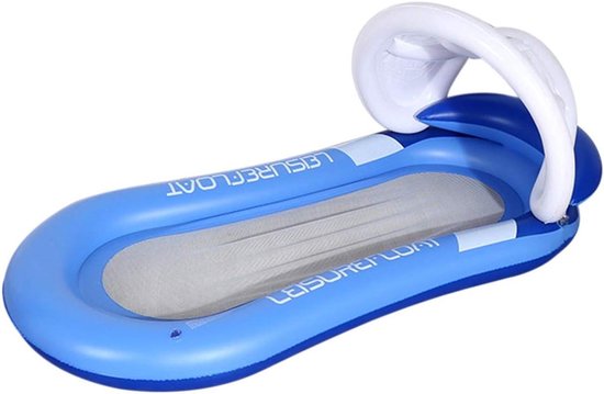 Water Hammock - Luchtbed Lounge - Ontspanning op water - Met afneembare zonnekap - 763 gram - Blauw