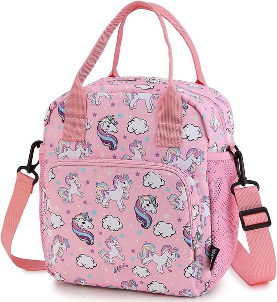 Waterbestendige Geïsoleerde Lunch Bag Box met Eenhoorn - Voor Meisjes - Herbruikbare Peuter Lunch Tote met Afneembare Schouderriem van FlowFly