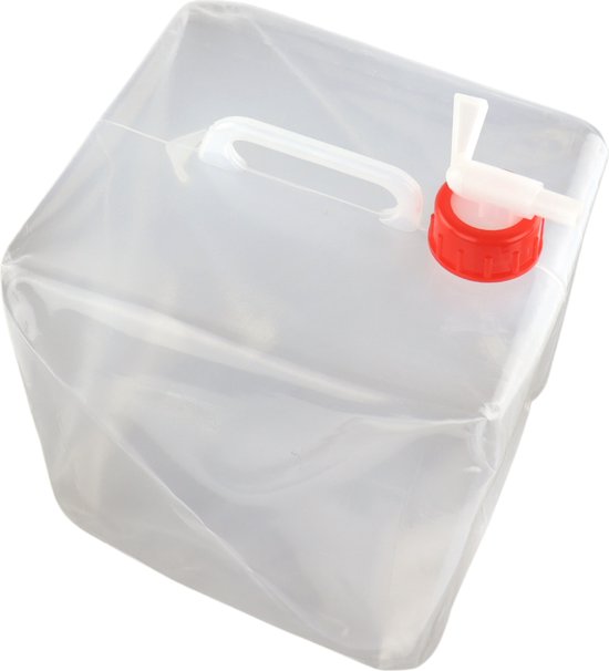 Watercontainer - Waterdispenser - Watertap - Watervat - camping accessoires - Opvouwbaar - Transparant - 10 liter van Apollo