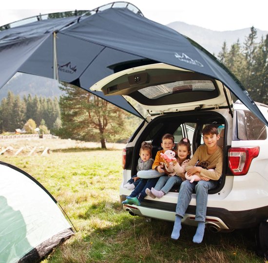 Waterdichte Auto Achtertent – Zonnescherm & Regenluifel – Universele SUV Tent – 350x240x105 cm – 4 Seizoenen van Merkloos