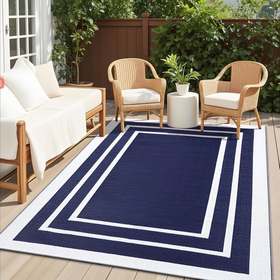 Waterdichte buitenmat, antislip, omkeerbaar, UV-bestendig, gemakkelijk schoon te maken tuinmat voor camping, terras, strand, picknick, achtertuin, 270 x 360 cm