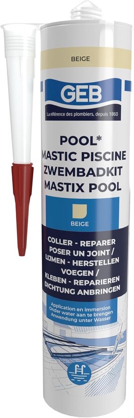 Waterdichte Kit - Reparatiemiddel Zwembad - Lijmen en voegen - Direct onder water te gebruiken - 290 ml - Beige