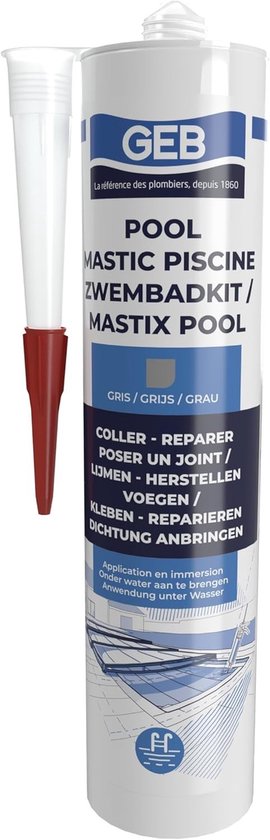 Waterdichte Kit voor Zwembad - Grijs - Oplosmiddelvrij - Onderwater Aanbrengbaar - Voor Lijmen en Repareren