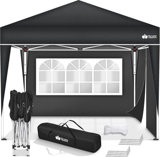 Waterdichte pop-upvouwtent 3x3 m met UV-bescherming - Verstelbare partytent voor tuin en evenementen van Outsunny