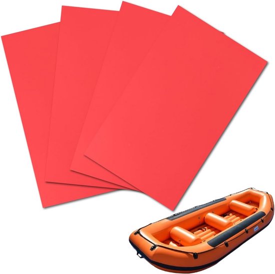 Waterdichte Reparatieset voor Rubberboot, Kajak en SUP - Grote PVC Patches rood