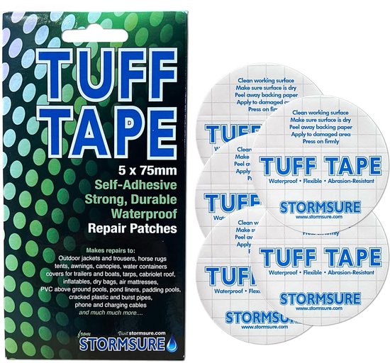 Waterdichte ronde reparatietape 5x 75mm – zelfklevend, duurzaam voor opblaasbare producten en stoffen van Merkloos