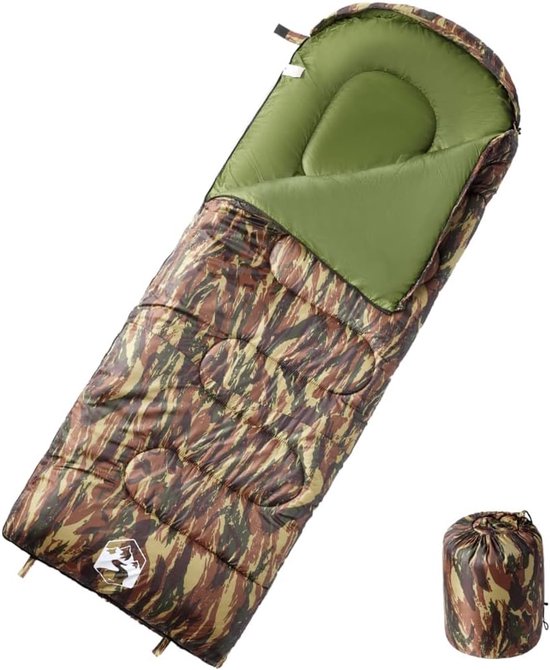 Waterdichte slaapzak - Outdoor tas - Kamperen en wandelen - 3-4 seizoenen - 220 x 83 cm - camouflage