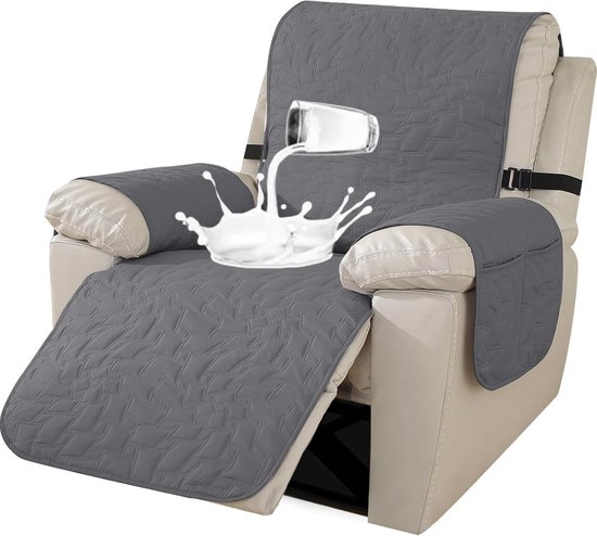 Waterdichte Stoelhoezen voor Relaxfauteuil - Antislip Beschermhoes met Elastiek - Lichtgrijs