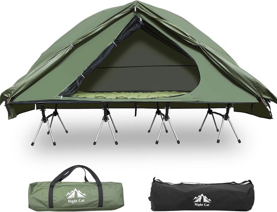 Waterdichte tent voor 1 persoon met kampeerbed - Ideaal voor wandelen, reizen en kamperen van Merkloos