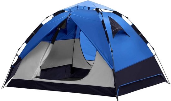 Waterdichte tweede tent voor 3-4 personen, kampeertent, koepeltent, werptent met quick-up-systeem, 2 deuren, dubbelwandige tent voor snelle montage, festivalpop-uptent voor kamperen, reizen, strand, wandelen van Merkloos