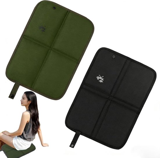 Waterdichte Vouwbare Zitmatten voor Buiten, Comfortabele Schuimkussens voor Kamperen, Picknicken en Strandactiviteiten, Lichtgewicht en Isolerend in Army Groen/Zwart