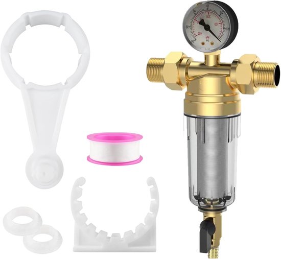 Waterdrukregelaar 3/4 inch met Terugspoelfilter en Manometer voor Huisinstallatie van Merkloos