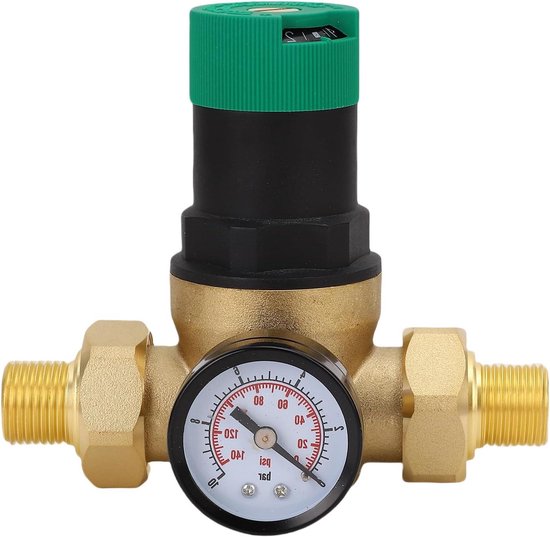 Waterdrukregelaar - Reduceerventiel Meter - Waterdruk Stabiliseren - Messing Duurzame Constructie - 3/4 inch DN20 - Zilver