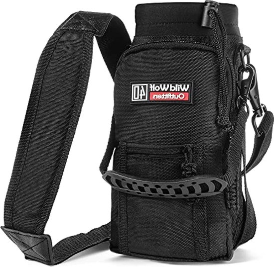 Waterflesdrager - 1200 ml flessen - wandelaccessoires - verstelbare riem - geïsoleerde flessenzak - buitenverkenning - Zwart - Modern design van ZOMAKE