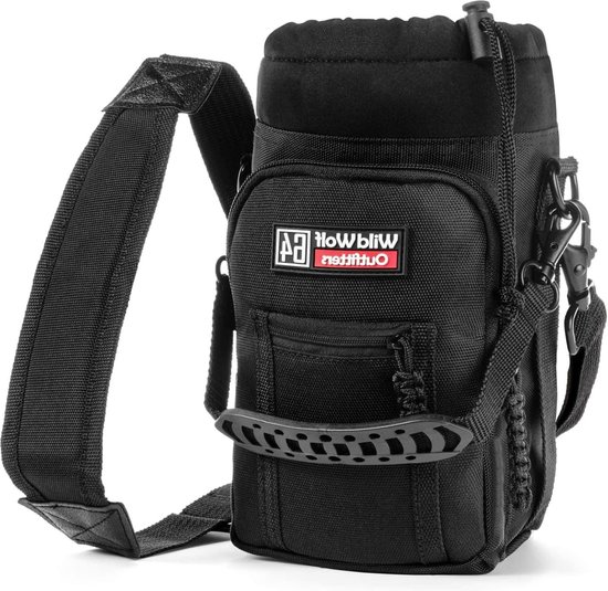 Waterflesdragerhouder met verstelbare riem en 2 zakken voor handsfree wandelen en wandelen - zwart - 19 liter bottle bag van MOVING LIFE